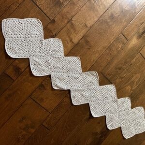 Table Runner, Mantel Decor, Vintage 90s, Hand Crocheted